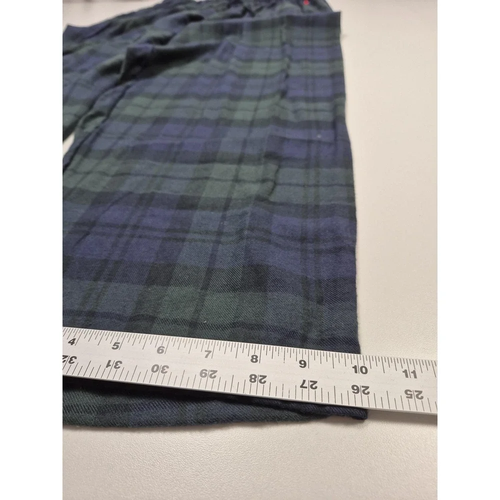 VTG Polo Ralph Lauren Pants Mens L Blue Plaid Flannel Sleepwear Drawstring FLAW